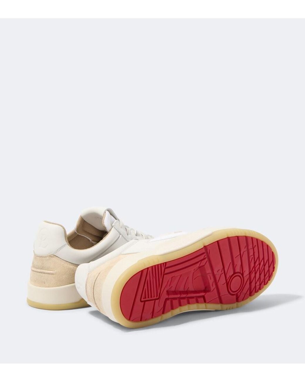 Christian Louboutin White Bsktball 1 Retro Suede And Leather Sneakers for men