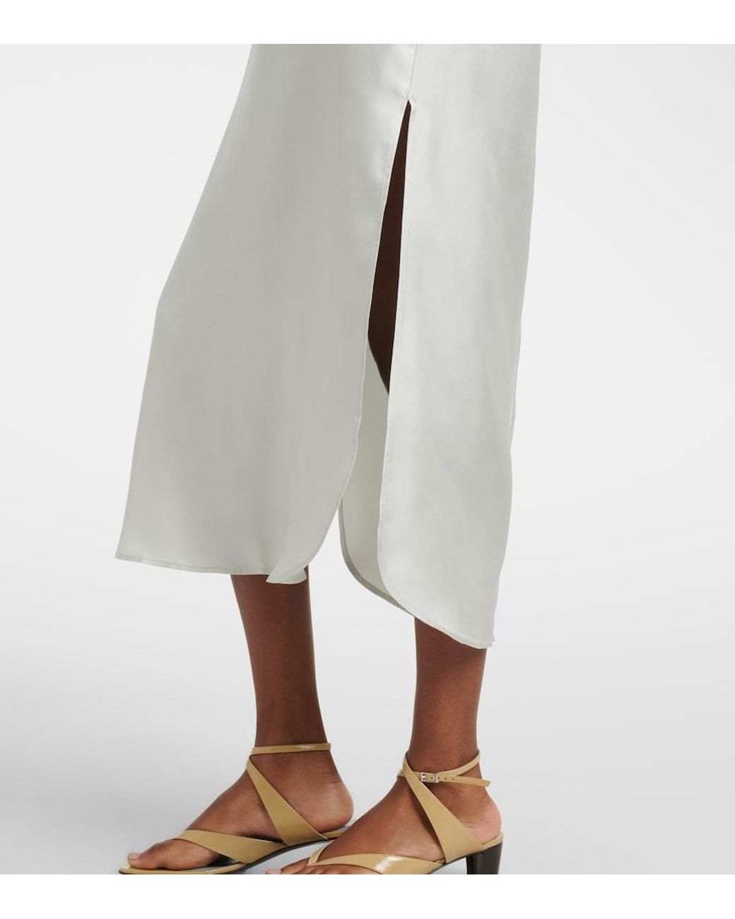 Loulou de Saison White Paloma Silk Satin Maxi Dress