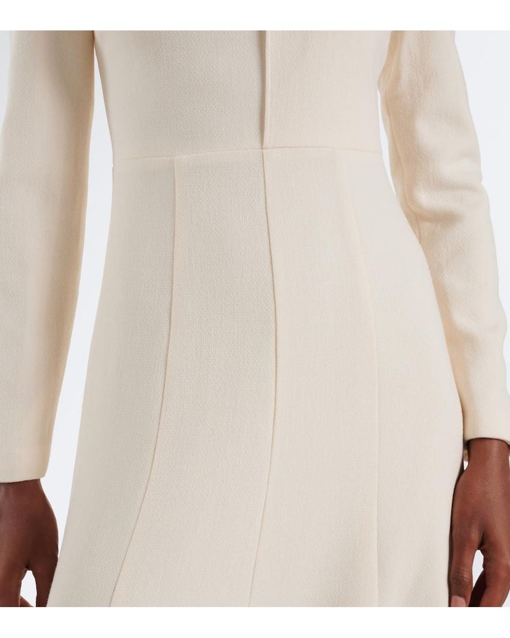 Roland Mouret Natural Bow-Detail Wool Crepe Cocktail Dress
