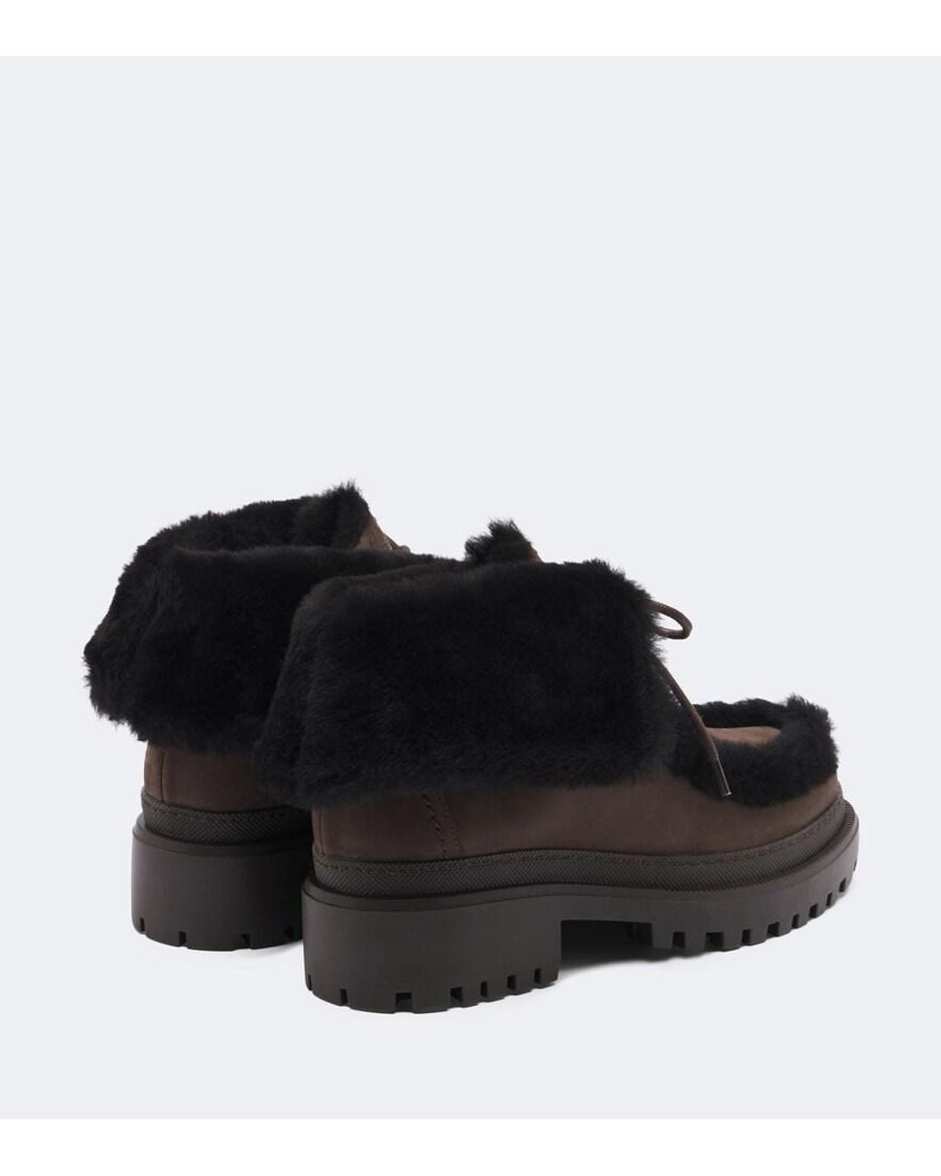 Yves Salomon Black Shearling-Lined Suede Ankle Boots