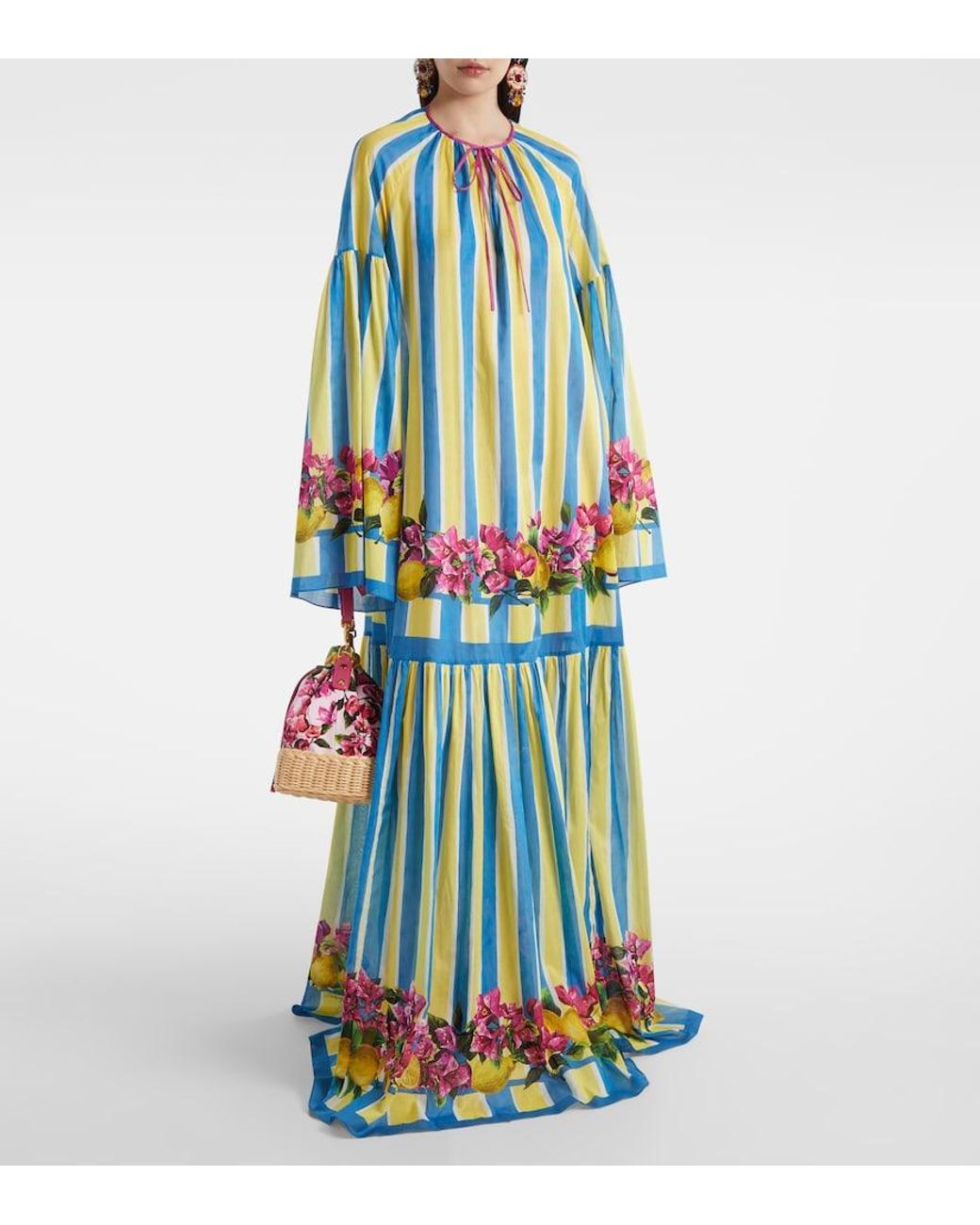 Dolce & Gabbana Blue Striped Cotton Kaftan
