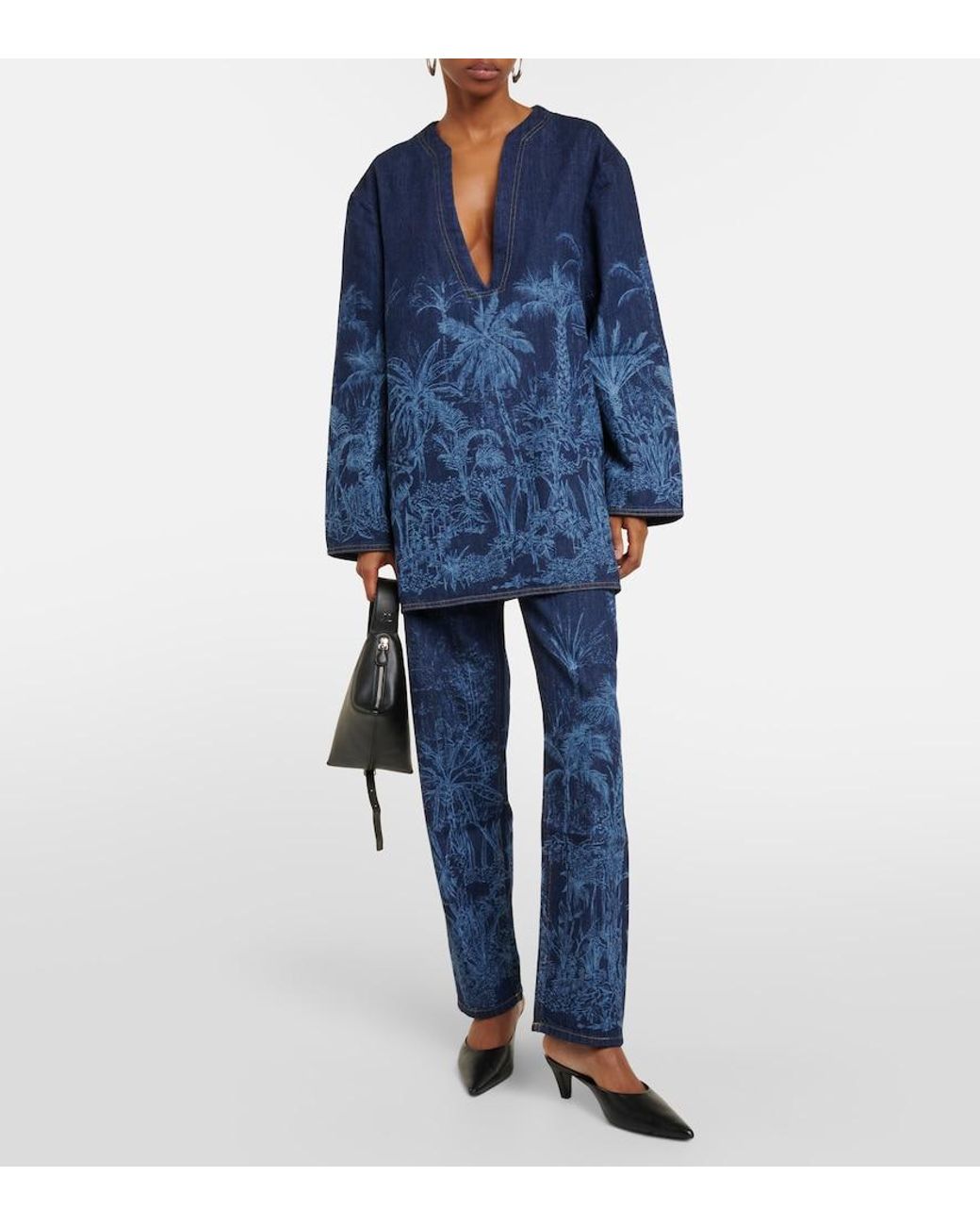 Alanui Blue Jungle Printed High-Rise Jeans