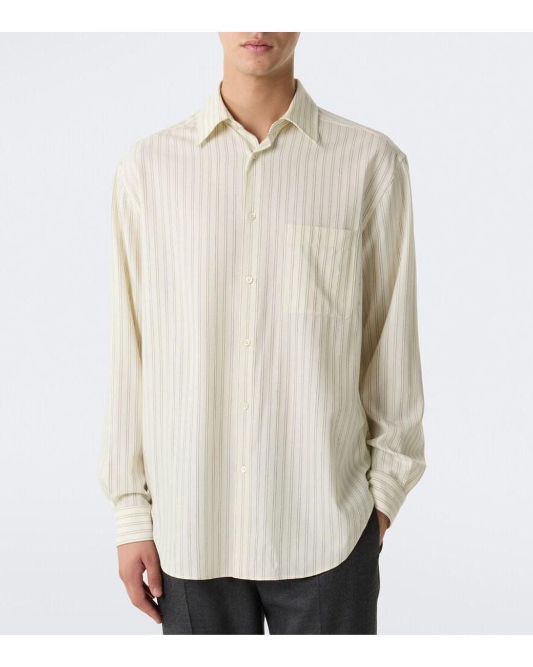 The Row White Uday Striped Cotton Poplin Shirt for men