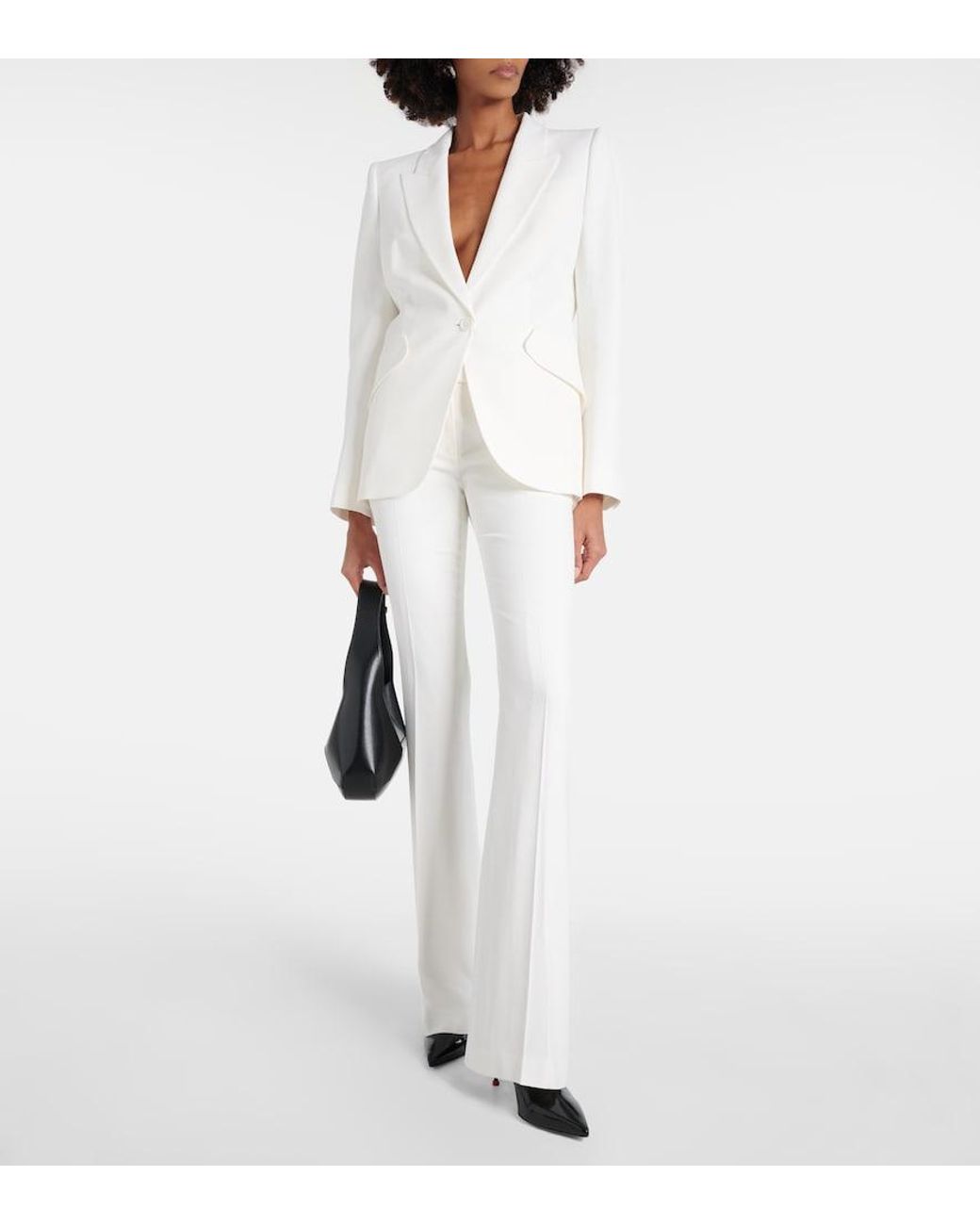McQueen White Flared Mid-rise Crepe Trousers