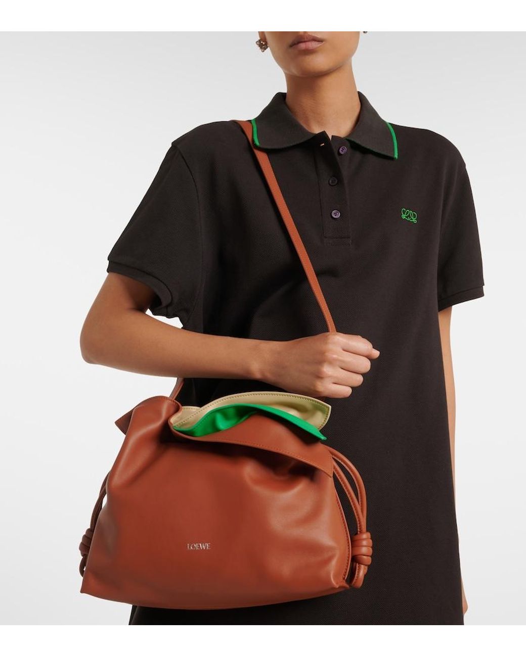 Loewe Brown Flamenco Medium Layered Leather Clutch