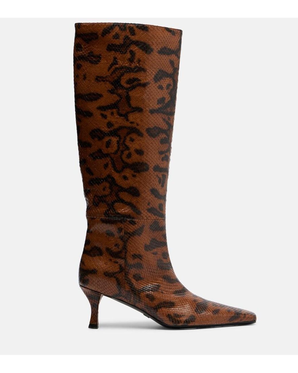 Proenza Schouler Brown Snake-Effect Leather Knee-High Boots