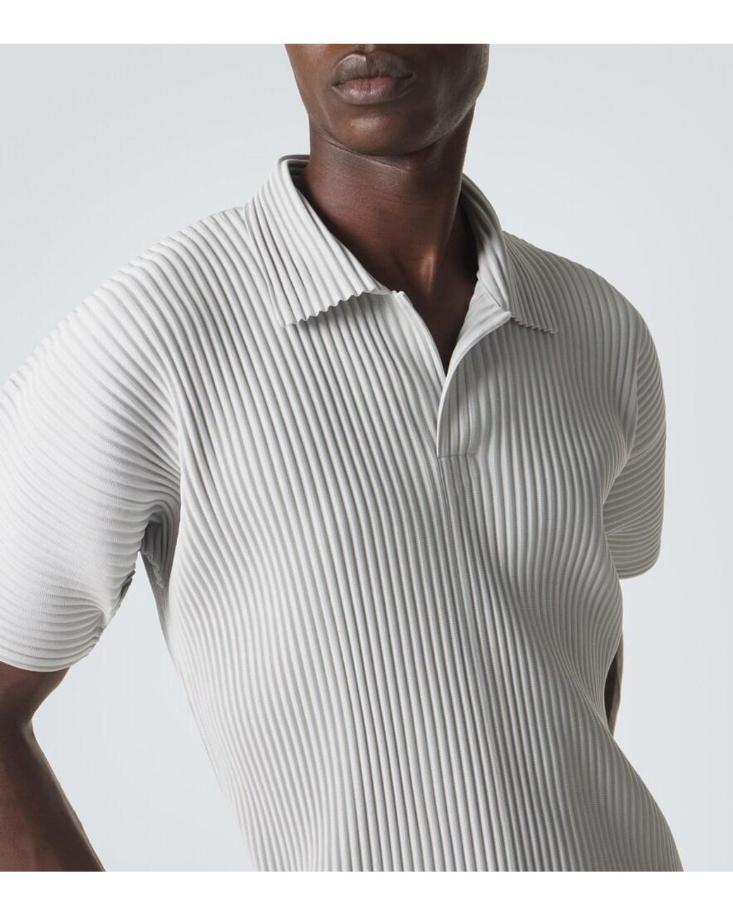 Homme Plissé Issey Miyake Gray Basics Pleated Polo Shirt for men