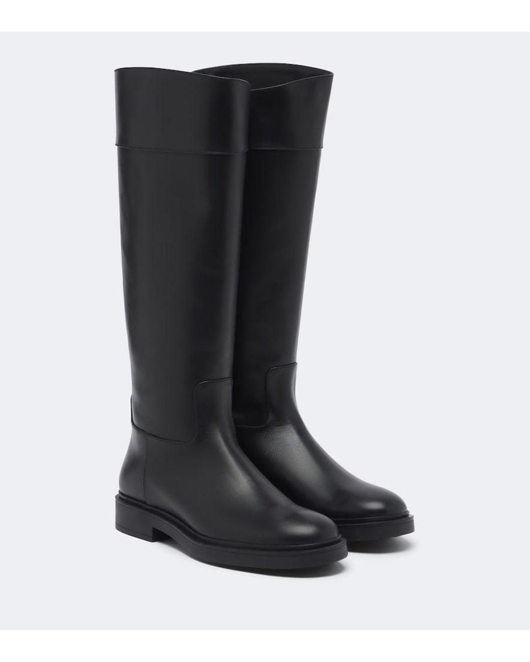 Aquazzura Black Ride Leather Knee-High Boots