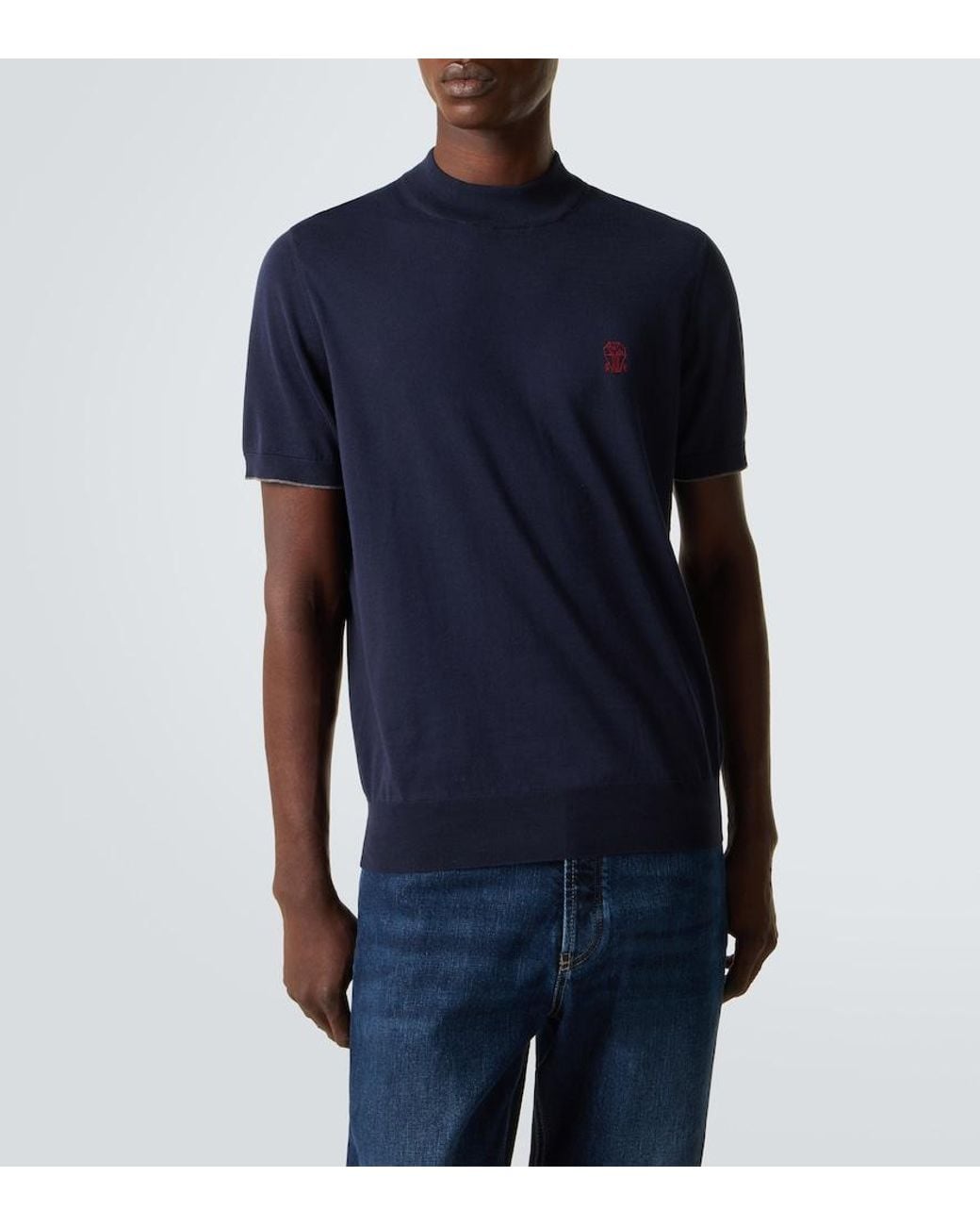 Brunello Cucinelli Blue Cotton Sweater for men