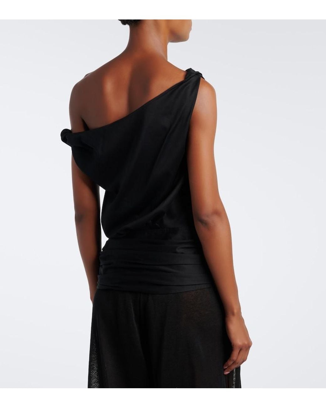Proenza Schouler Black Zafira Asymmetric Cotton Jersey Top