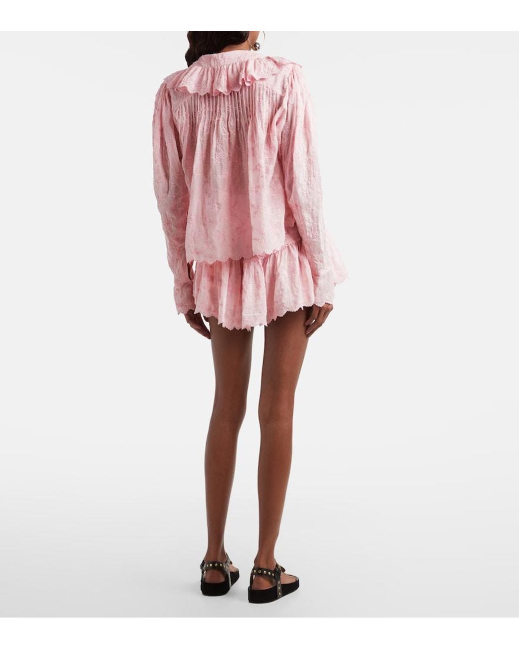 Isabel Marant Pink Zoelia Embroidered Cotton And Silk-Blend Mini Skirt