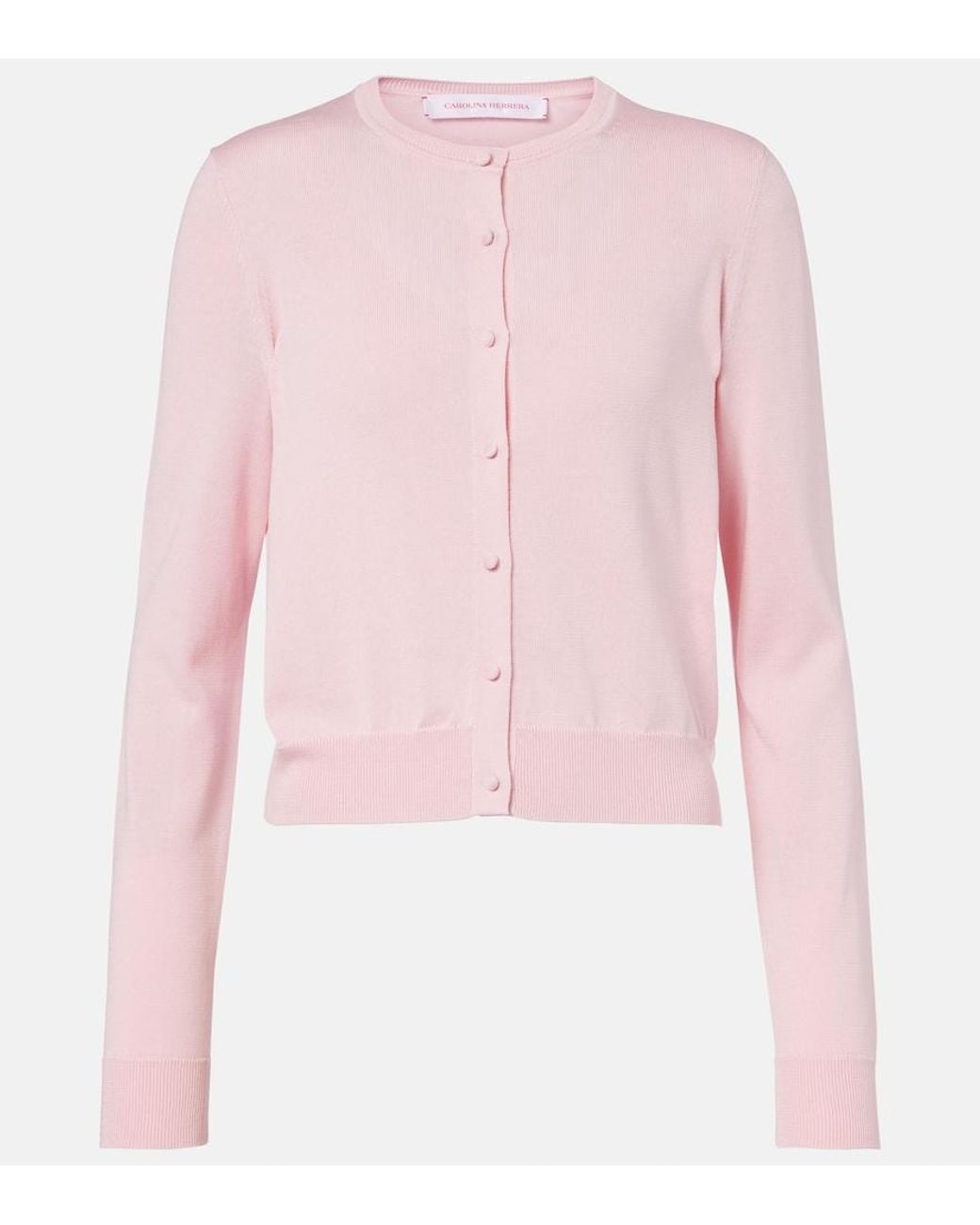 Carolina Herrera Pink Cropped Silk And Cotton Cardigan