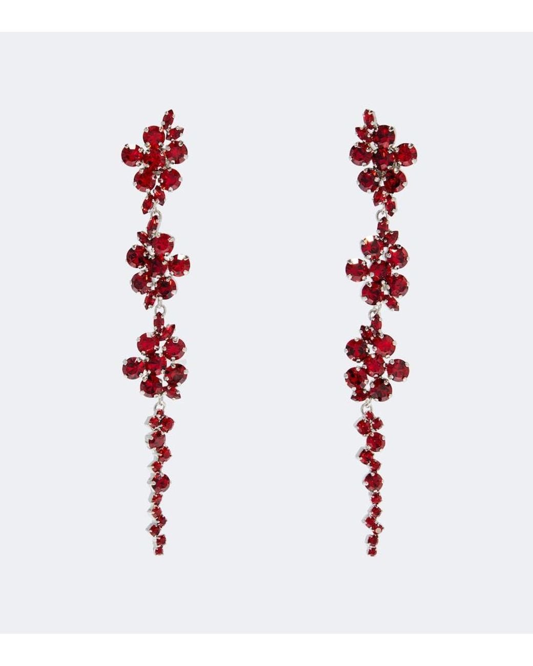 Simone Rocha Red Crystal-Embellished Drop Earrings