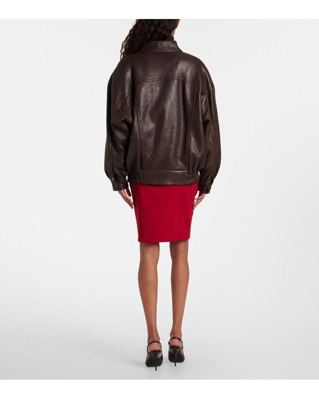 Saint Laurent Brown Leather Bomber Jacket