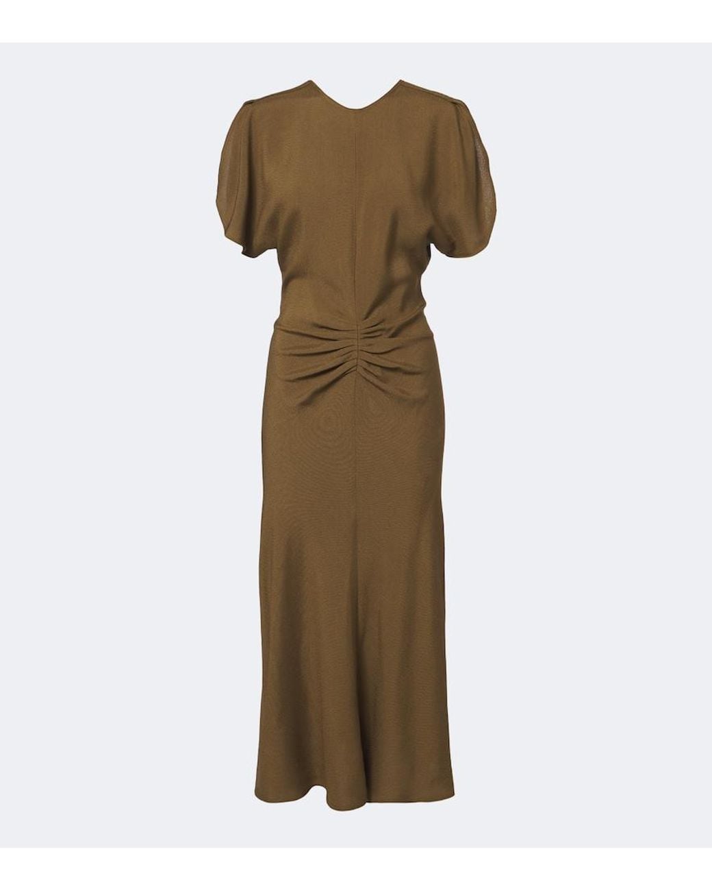 Victoria Beckham Natural Bela Ruched Midi Dress