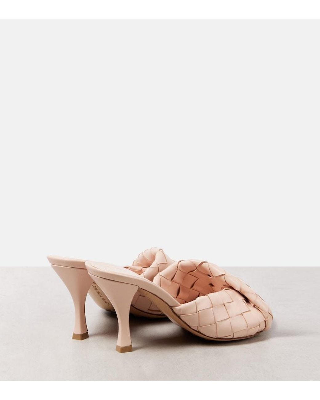 Bottega Veneta Pink Blink 80 Intrecciato Leather Mules