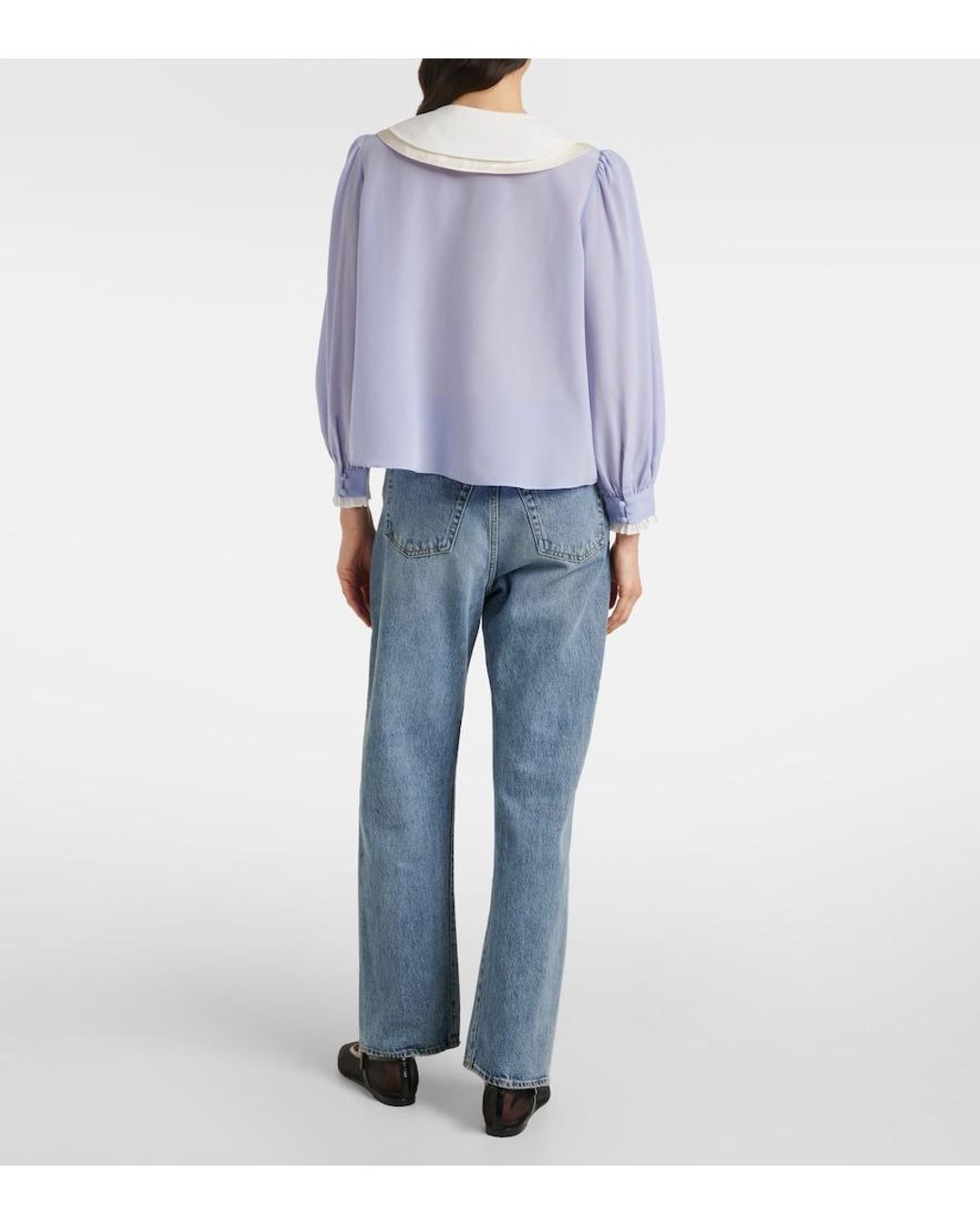 Rixo Blue Eimer Silk Top