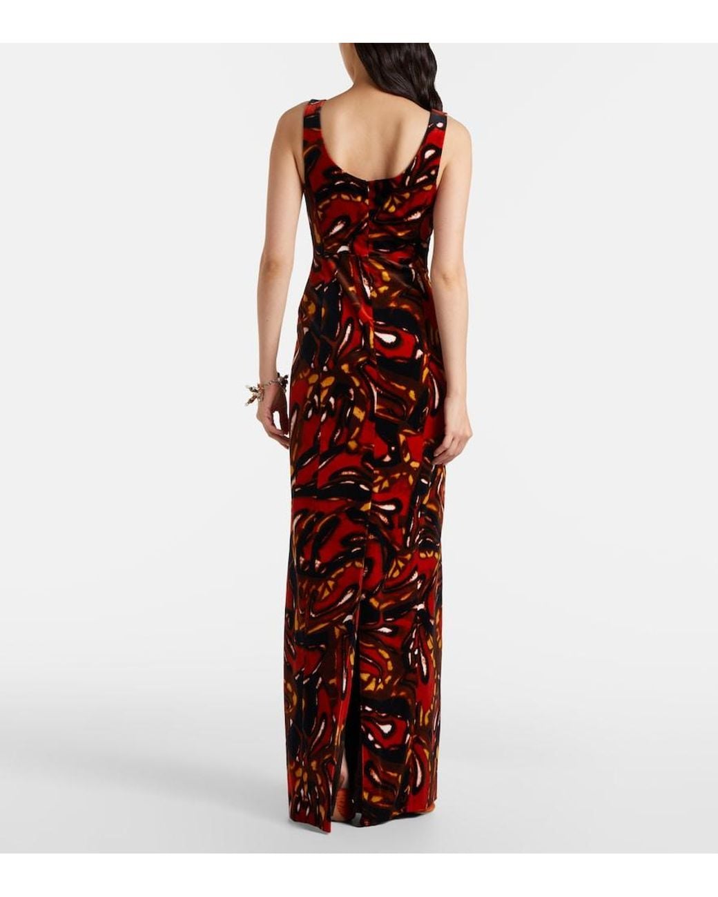 Dries Van Noten Red Debant Printed Cotton-Blend Maxi Dress