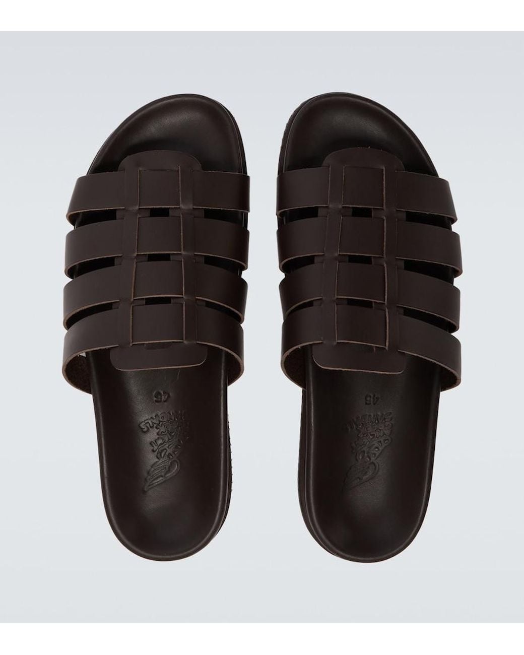 Ancient Greek Sandals Brown Laodamas Leather Fisherman Sandals for men