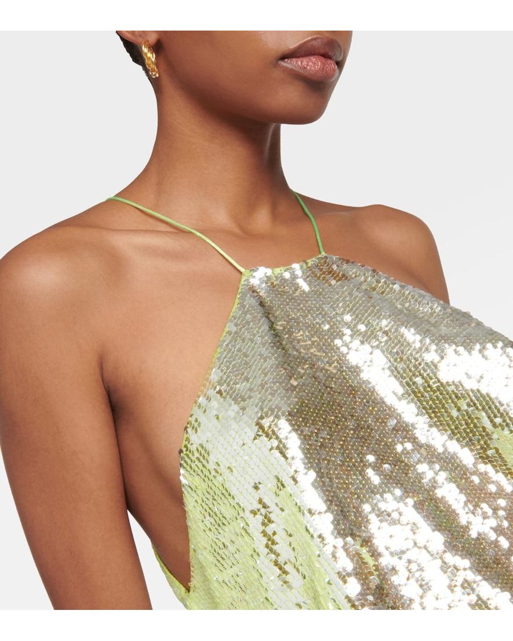 Dorothee Schumacher Green Glittering Nights Sequined Halterneck Top