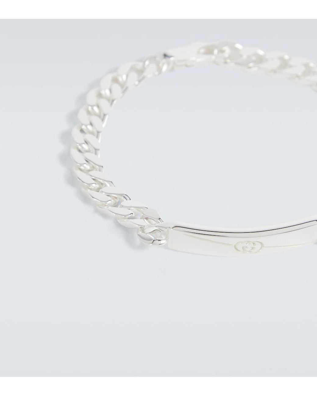Gucci Metallic Tag Gourmette Chain Bracelet for men
