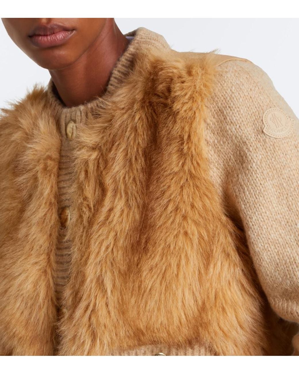 Moncler Natural Alpaca And Wool-Blend Down-Paneled Cardigan