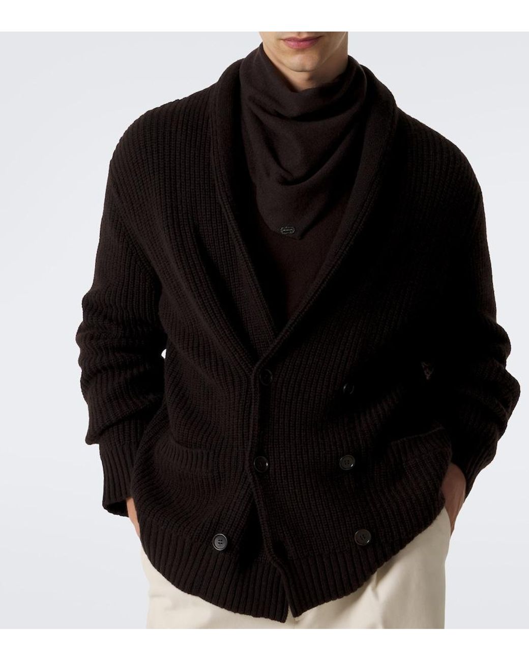 Agnona White Cashmere Scarf for men