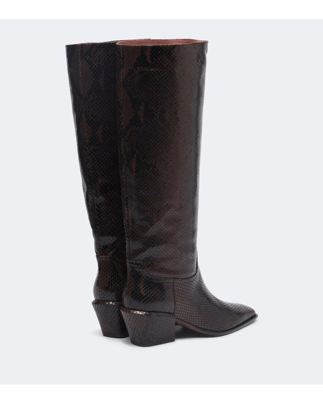 Paris Texas Black Bettina Snake-Effect Leather Knee-High Boots