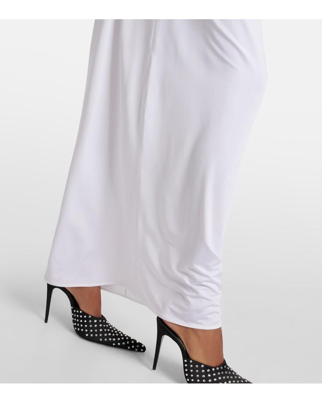Magda Butrym White Draped Jersey Maxi Skirt