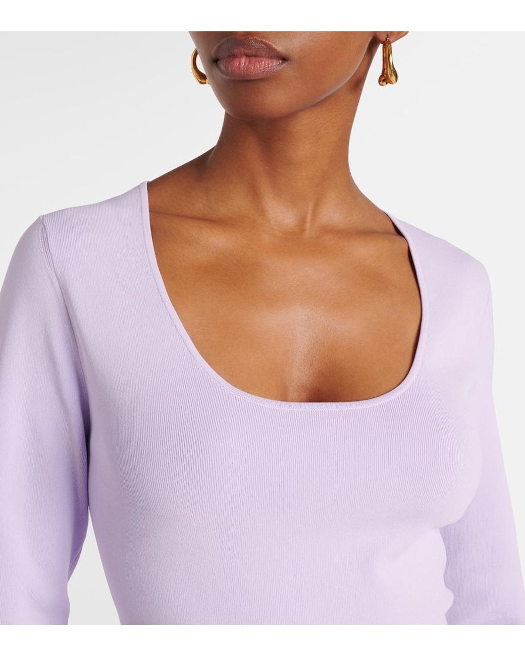 Zimmermann Purple Acacia Knit Scoop Ribbed-Knit Crop Top