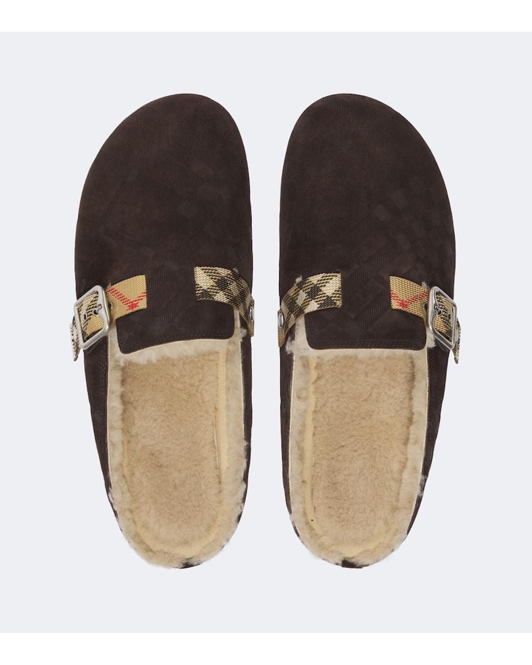 Burberry Brown Urchin Shearling-Lined Suede Clogs for men