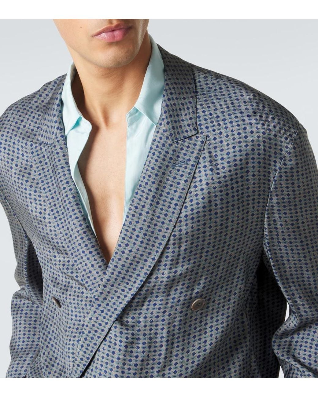 Giorgio Armani Gray Printed Double-Breasted Blazer for men