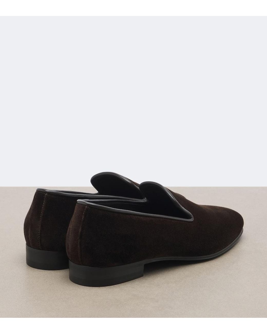 The Row Black Marc Leather-Trimmed Velvet Loafers