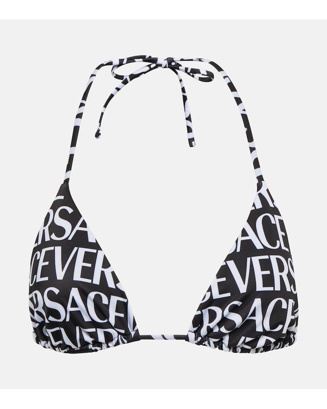 Haut De Bikini Triangle A Logo Versace en coloris Black