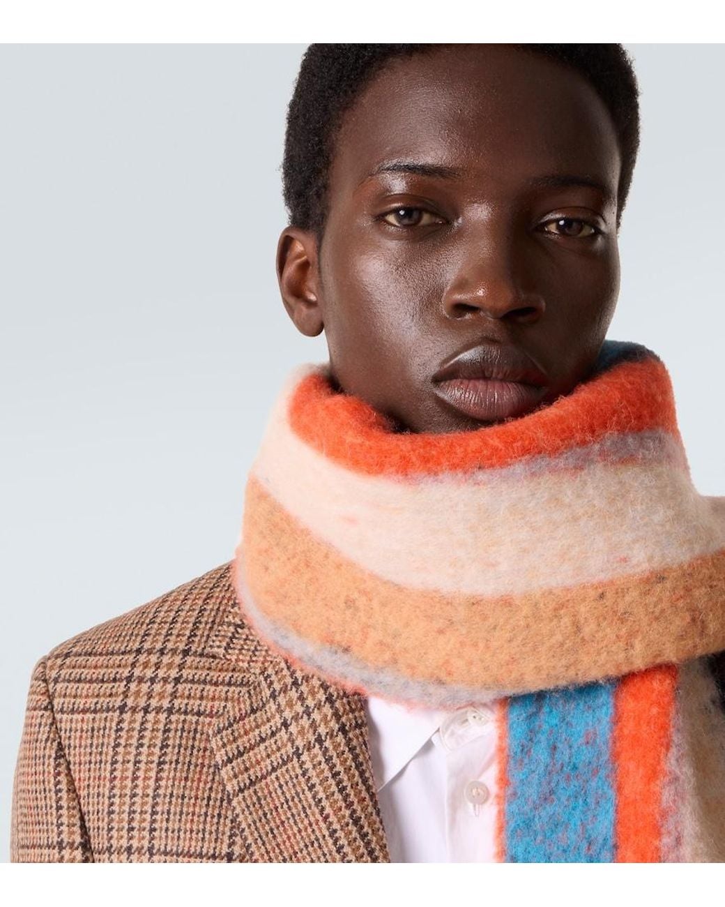 Loewe Multicolor Fringed Striped Alpaca-Blend Scarf for men