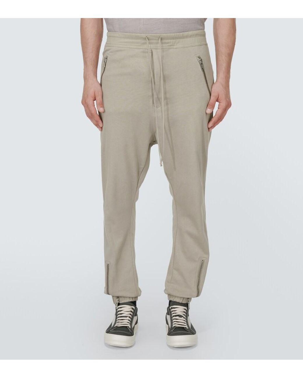 Rick Owens Natural Cotton Jersey Sweatpants for men