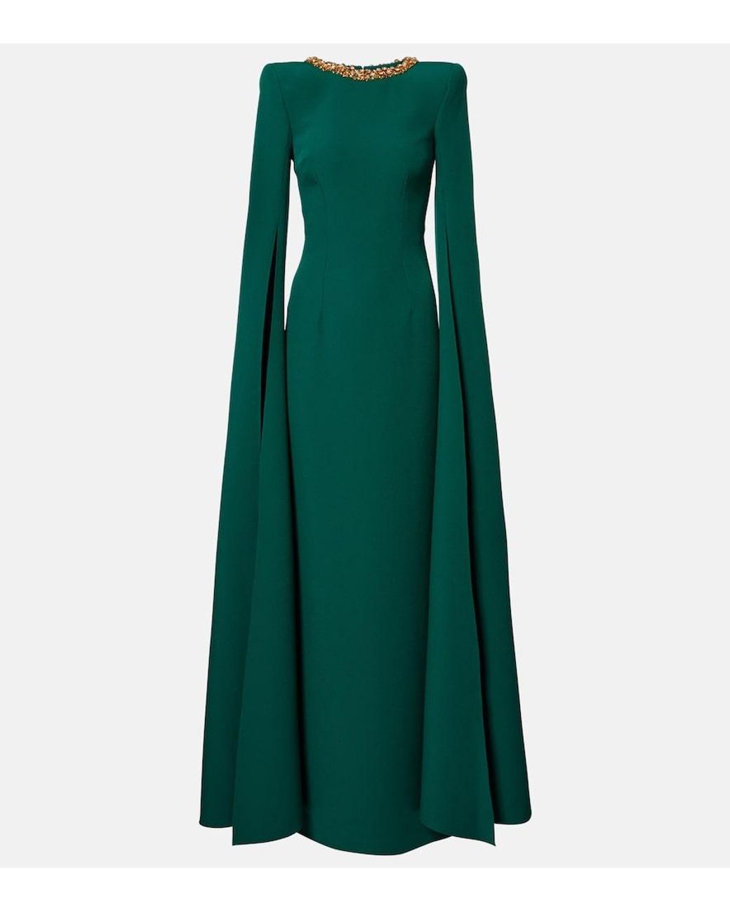 Safiyaa Green Embellished Crepe Gown