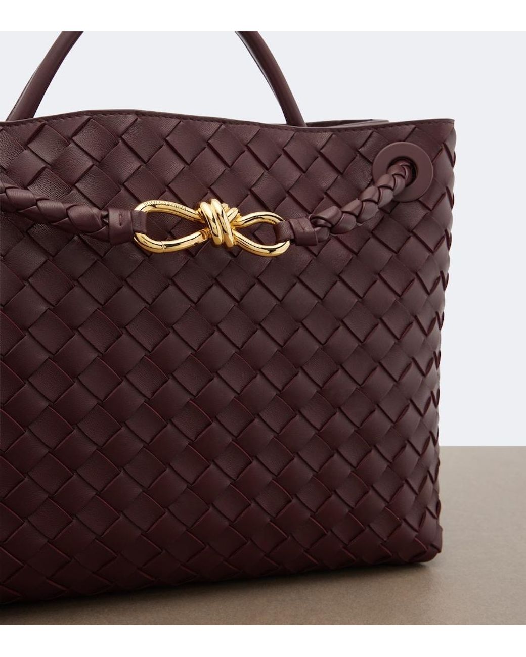 Bottega Veneta Purple Andiamo Medium Leather Tote Bag