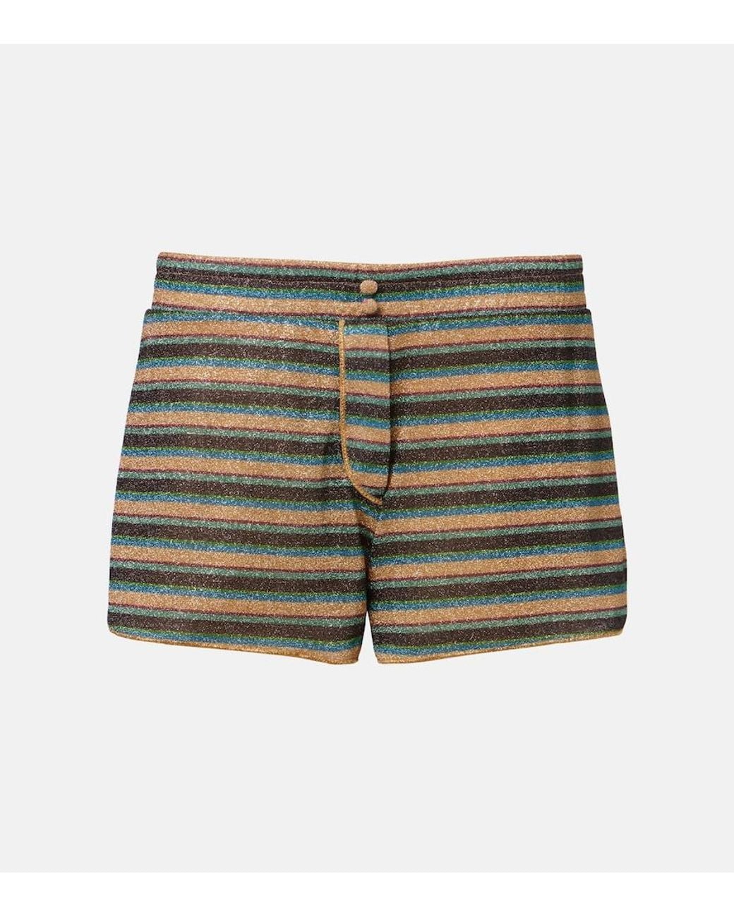 Oseree Green Lumiere Striped Shorts