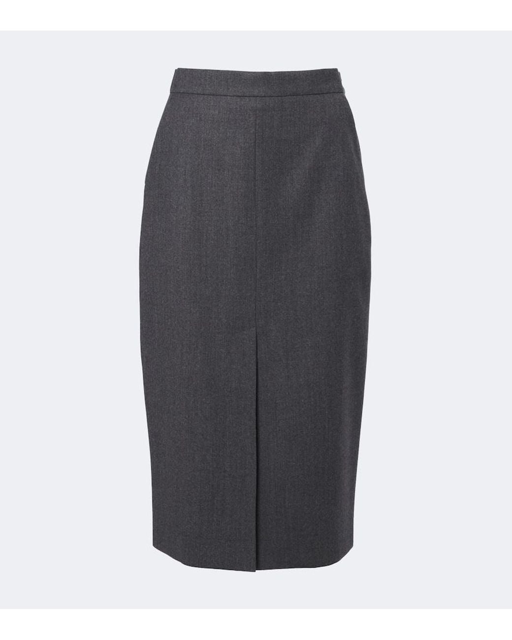 Max Mara Gray Wool-Blend Pencil Skirt