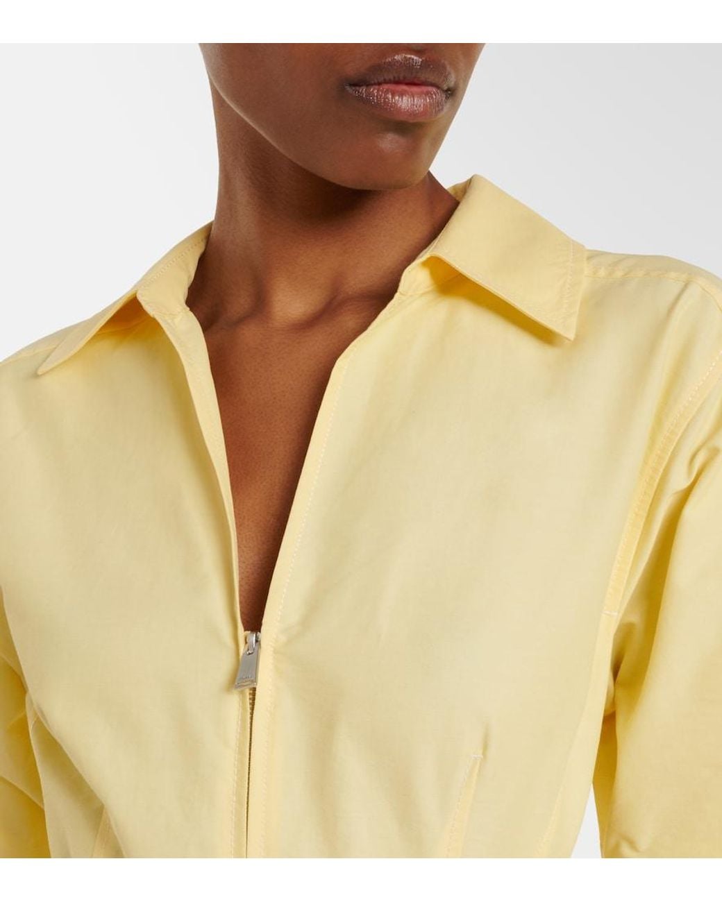 Jonathan Simkhai Yellow Belted Cotton-Blend Shirt Dress