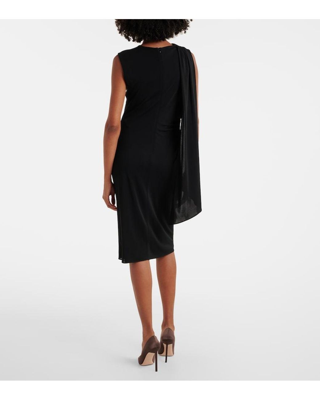 Tom Ford Black Cutout Shoulder-Drape Viscose Crepe Jersey Cocktail Dress