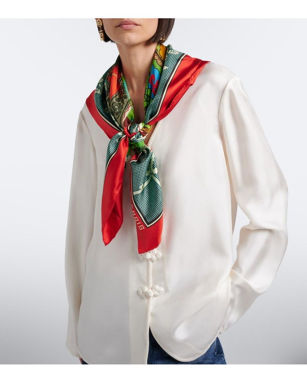 ALÉMAIS Black Ace Printed Silk Scarf