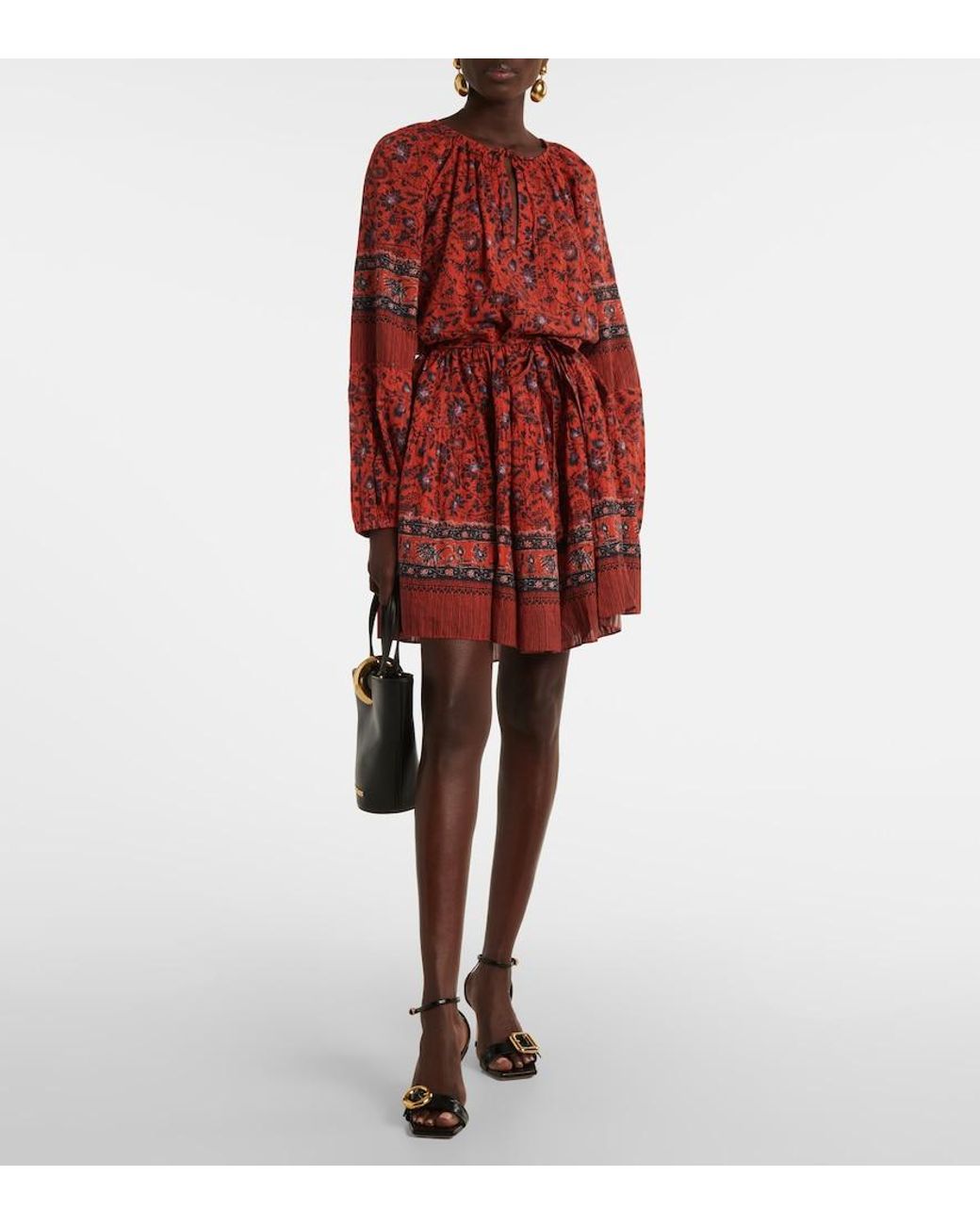 Ulla Johnson Red Abri Floral Cotton-Blend Minidress