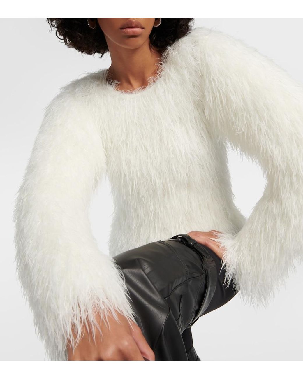 Coperni White Flauschiger Strickpullover