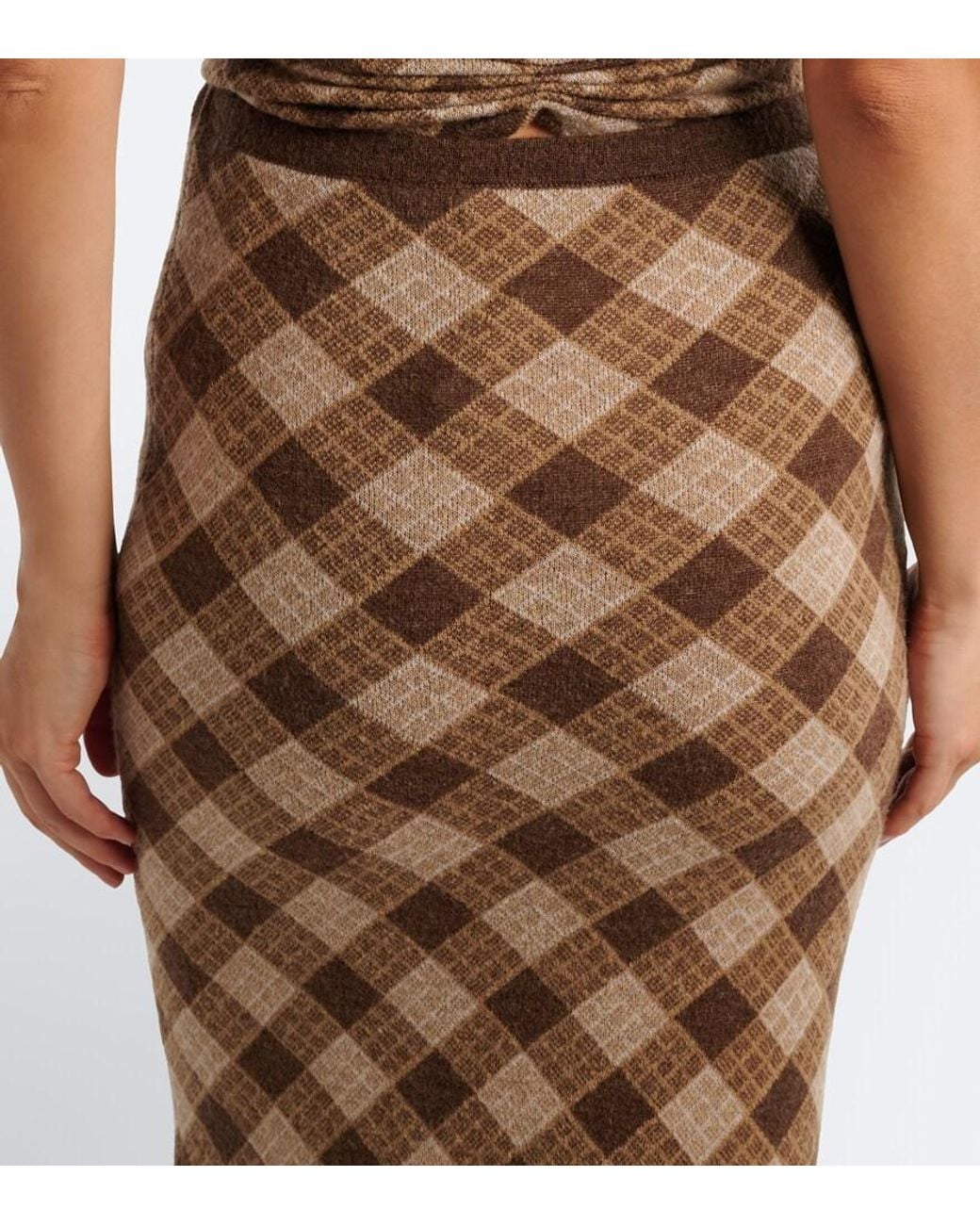 AYA MUSE Natural Kae Plaid Maxi Skirt