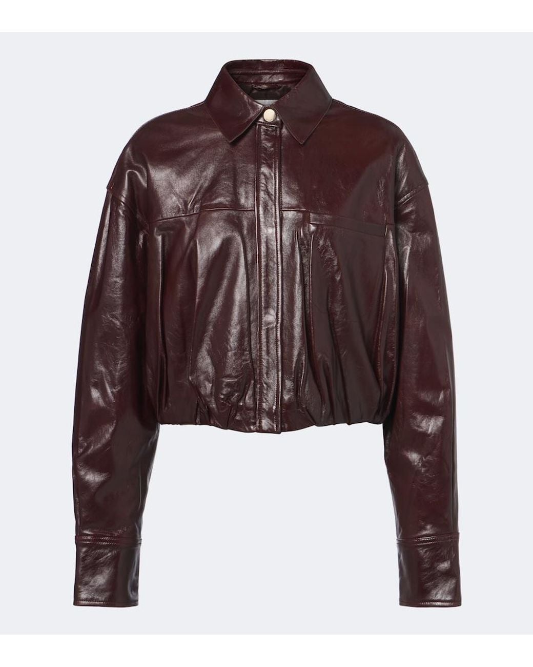 Sportmax Brown Cropped Leather Jacket