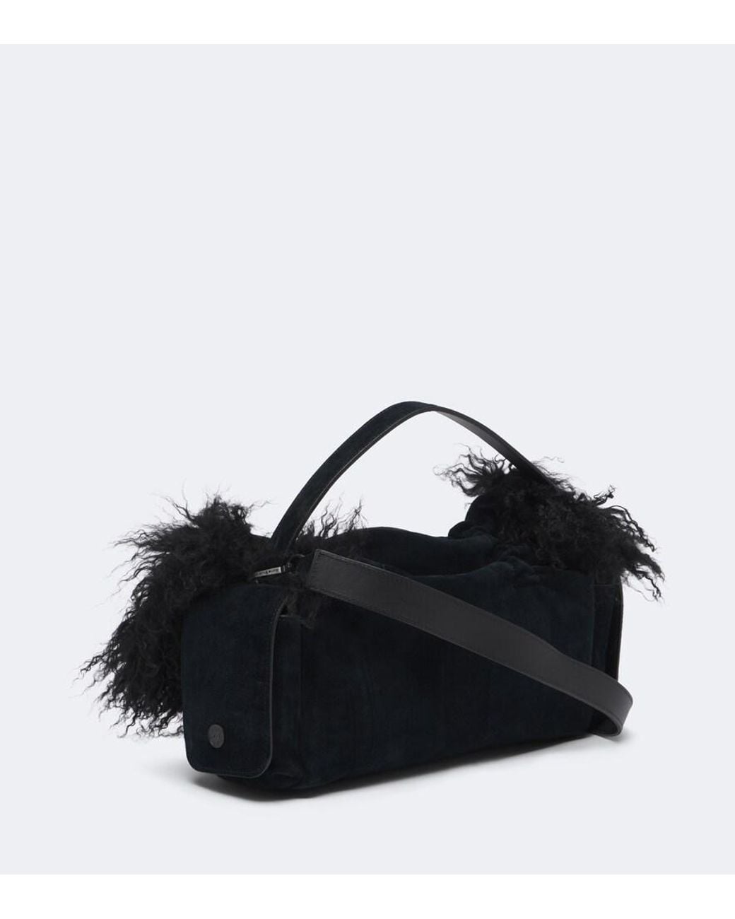 Acne Black Multipocket Suede Shoulder Bag