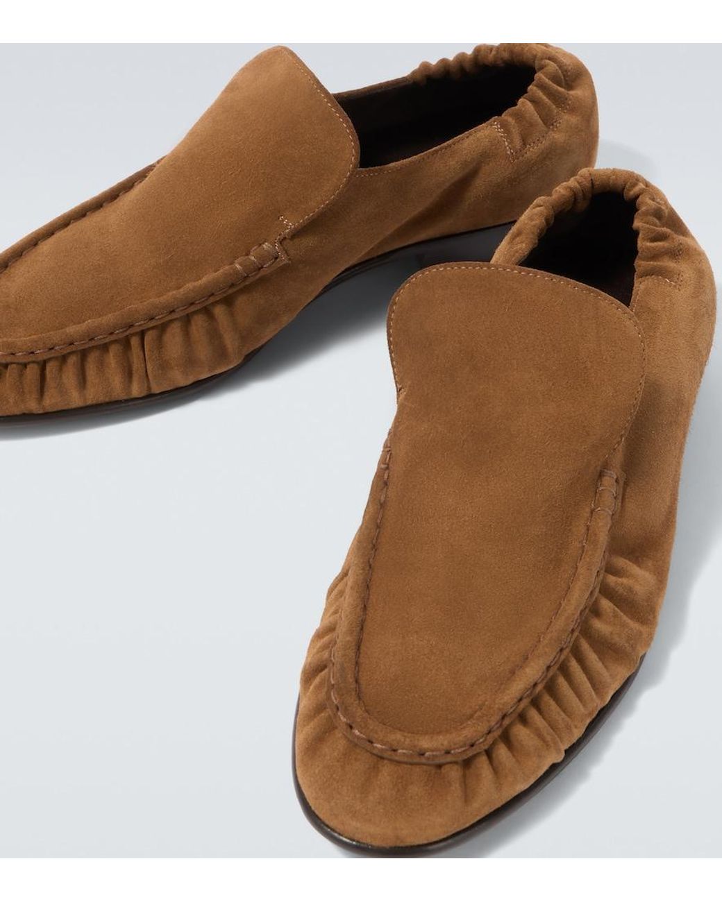 The Row Brown Soft Two Suede Loafers for men