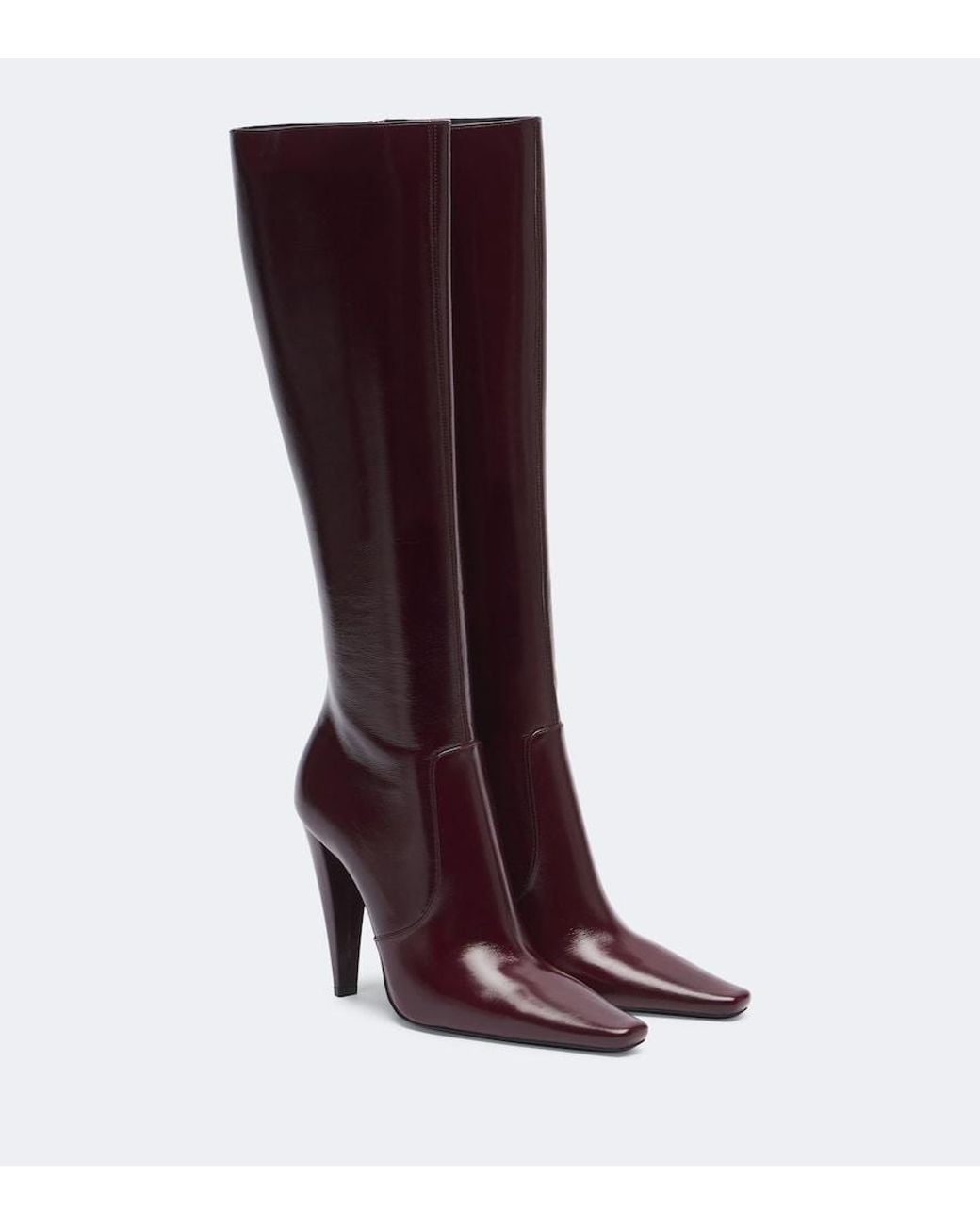 Saint Laurent Red 77 Leather Knee-High Boots